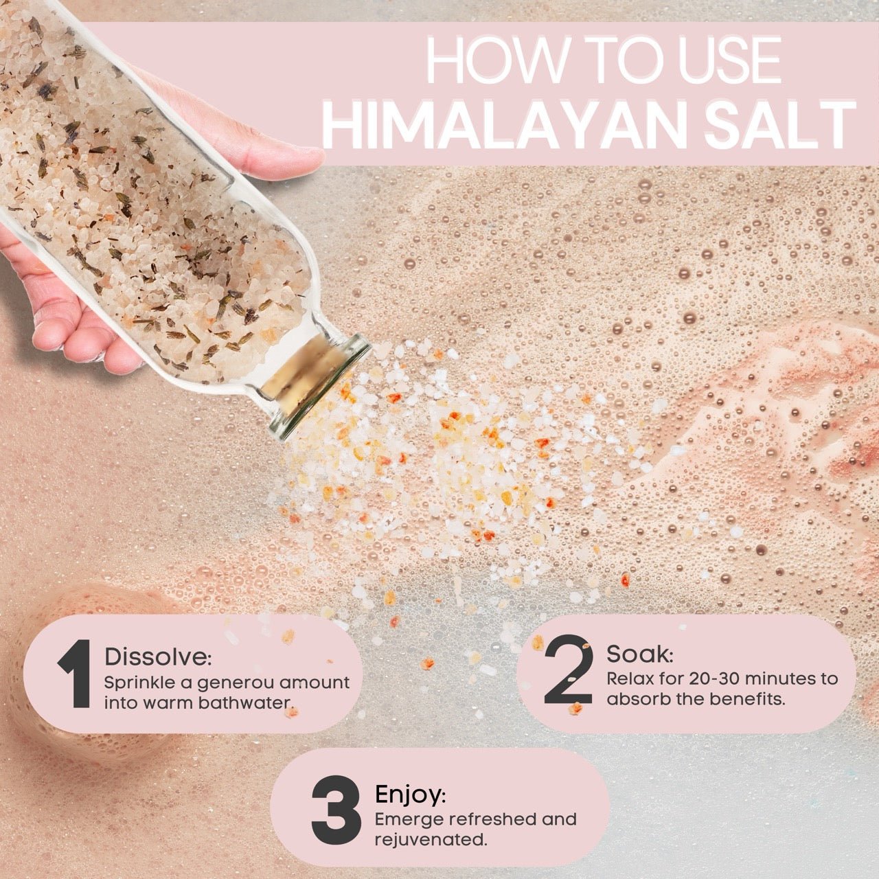 Eco Bath London Lavender Himalayan Bath Salt 10.5 oz (300 g) - Pink Himalayan Bath Salt Infused with Lavender for Ultimate Relaxation and Skin Hydration & Softening by Eco Bath London