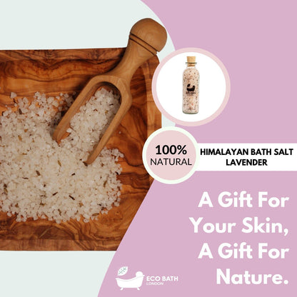 Eco Bath London Lavender Himalayan Bath Salt 10.5 oz (300 g) - Pink Himalayan Bath Salt Infused with Lavender for Ultimate Relaxation and Skin Hydration & Softening by Eco Bath London