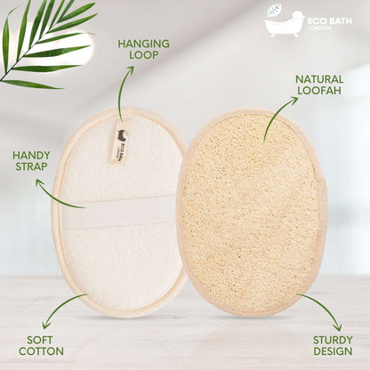 Eco Bath London Natural Loofah Pad - Exfoliating Loofah Bath Sponge for Women and Men - Eco Bath London