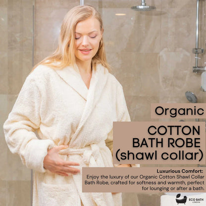 Eco Bath London Organic Cotton Bath Robe - 100% GOTS Certified Organic Cotton, Ultra Soft, Undyed and Unbleached, Hypoallergenic by Eco Bath London