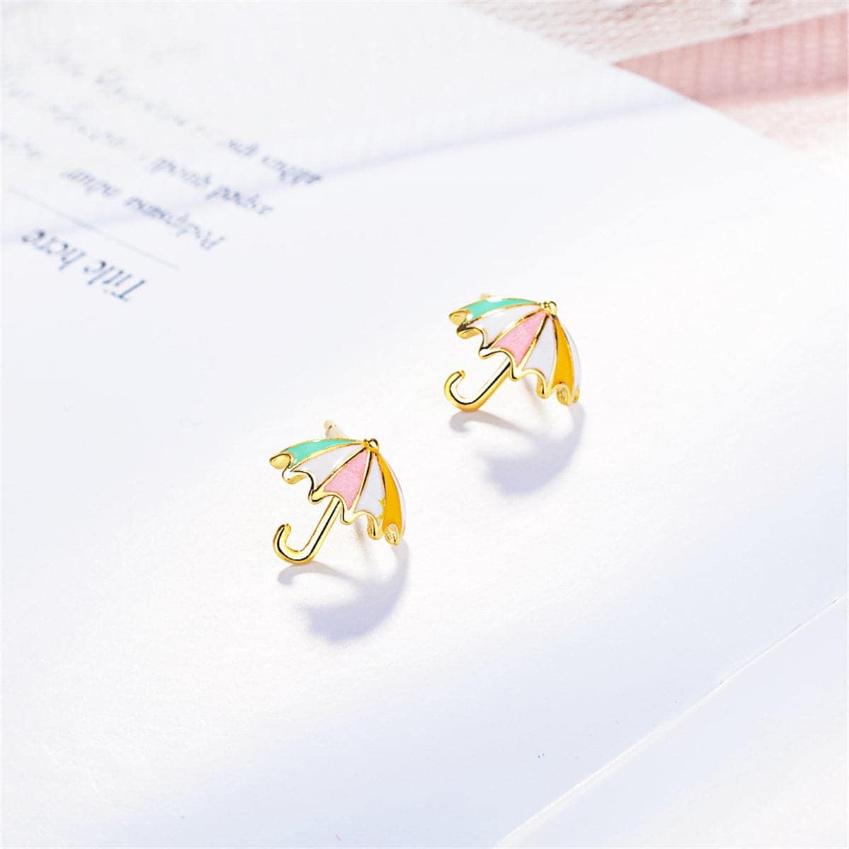 Goldtone Umbrella Stud Earrings