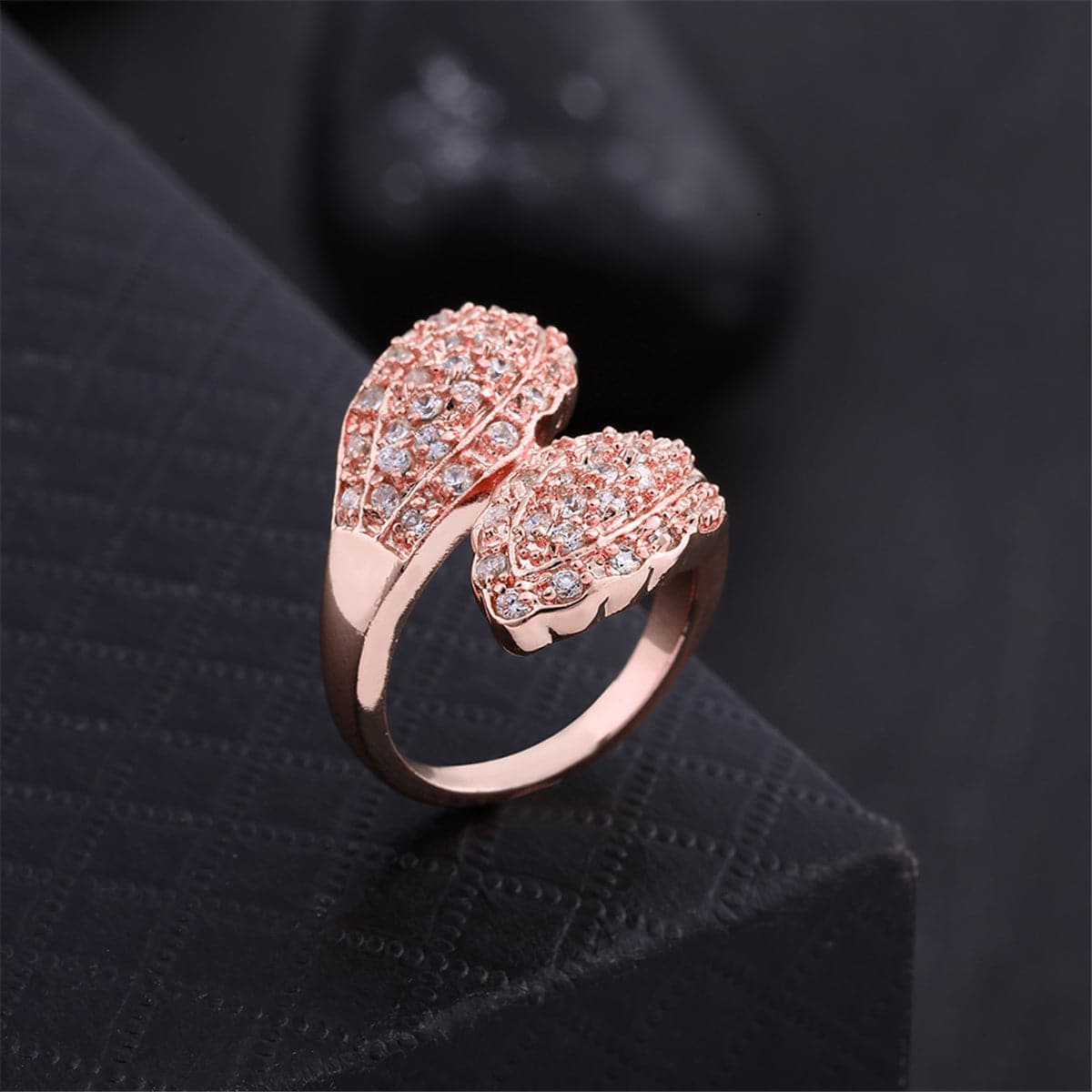 Cubic Zirconia & Rose Goldtone Pavé Flower Petal Ring