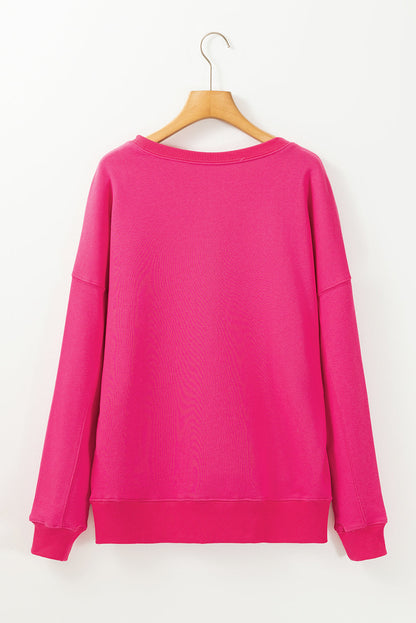 Threaded Pear Ainsley Crisscross Stitching Loose Sweatshirt
