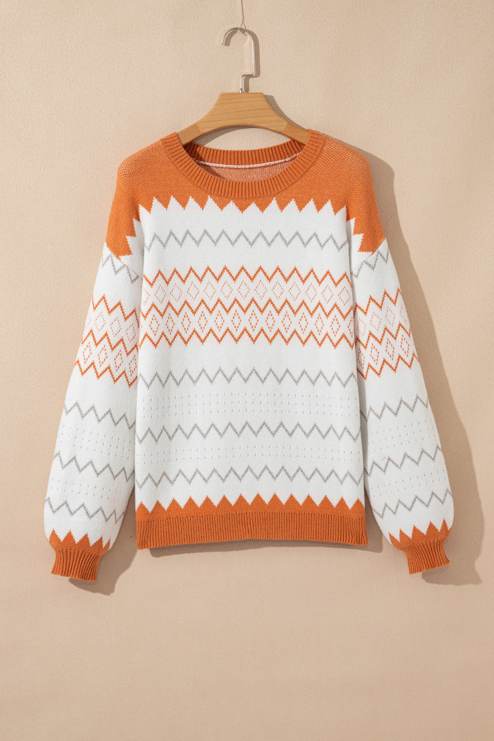 Threaded Pear Daphne Zigzag Knitted Pullover Sweater