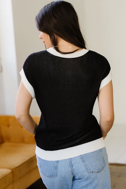 Threaded Pear Evelynn Trim Short Sleeve Sweater
