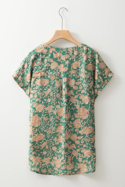 Threaded Pear Bethany Pleated Short Sleeve Blouse