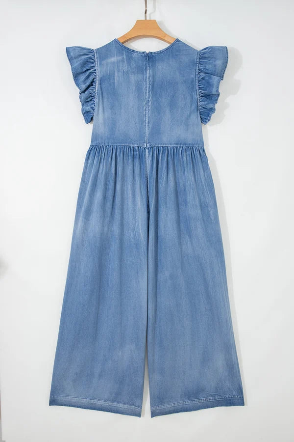 Threaded Pear Bella Sleeve Wide Leg Jumpsuit