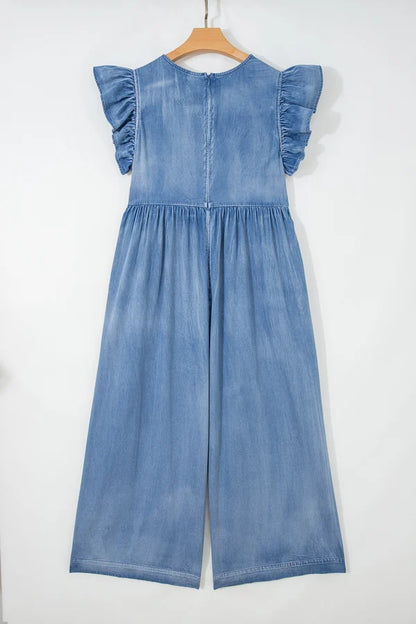 Threaded Pear Bella Sleeve Wide Leg Jumpsuit