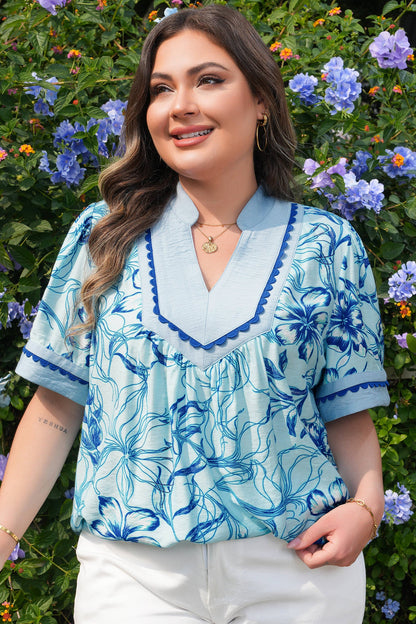 Threaded Pear Aylin Floral Short Sleeve PLUS Blouse