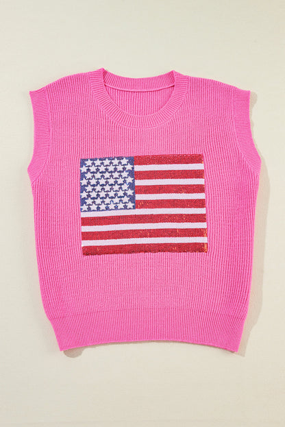 Threaded Pear Grace american Flag Knitted Vest