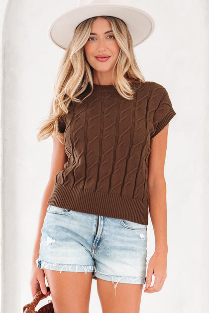 Threaded Pear Lyrajira Texture Short Sleeve Sweater