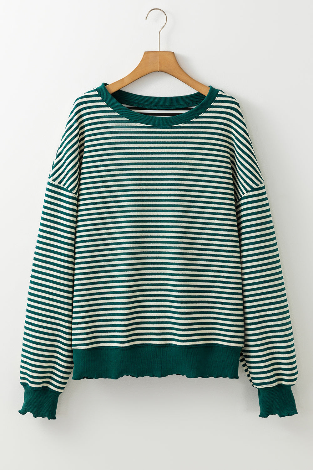 Threaded Pear Angie Stripe Loose Drop Shoulder Long Sleeve Top