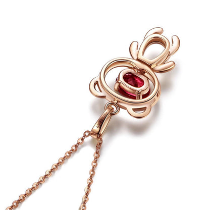 Crystal & Rose Goldtone Bear Pendant Necklace
