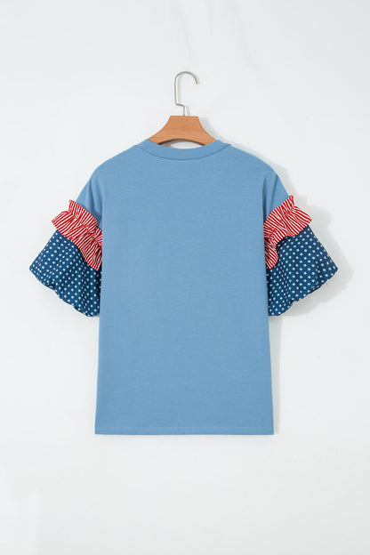 Threaded Pear Henley Short Puff Sleeve Top