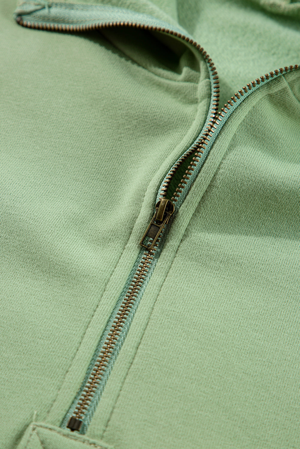 Threaded Pear Kate Fleece Lined Half Zipper Kangaroo Pockets Loose Hoodie