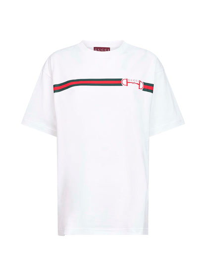 White Cotton Jersey Printed T-Shirt