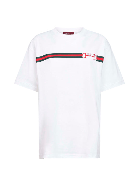 White Cotton Jersey Printed T-Shirt