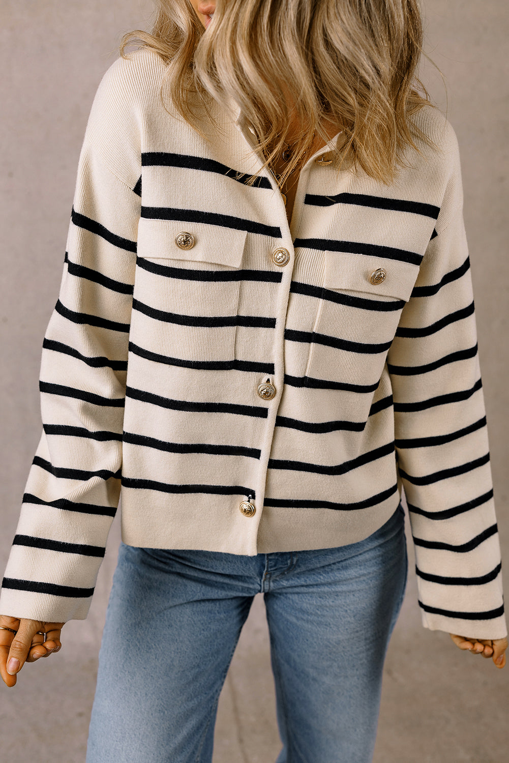 Threaded Pear Genesis Pocket Buttoned Cardigan Sweater
