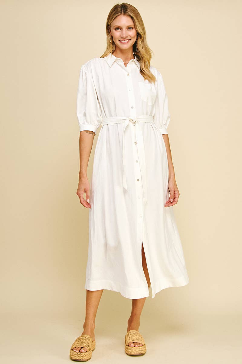 MILA- Solid Linen Midi Dress