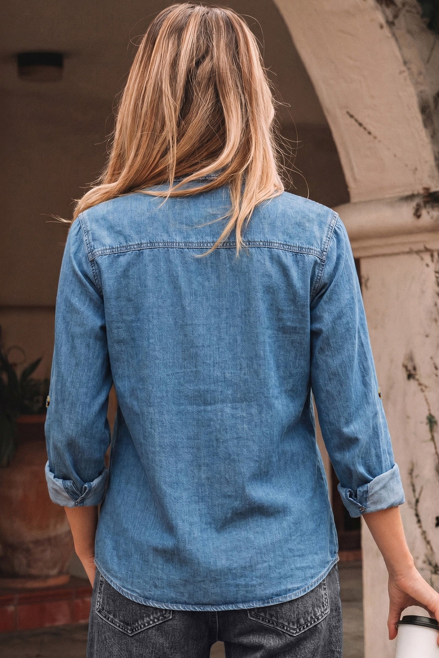 Threaded Pear Makenna Myosotis Down Slim Shirt
