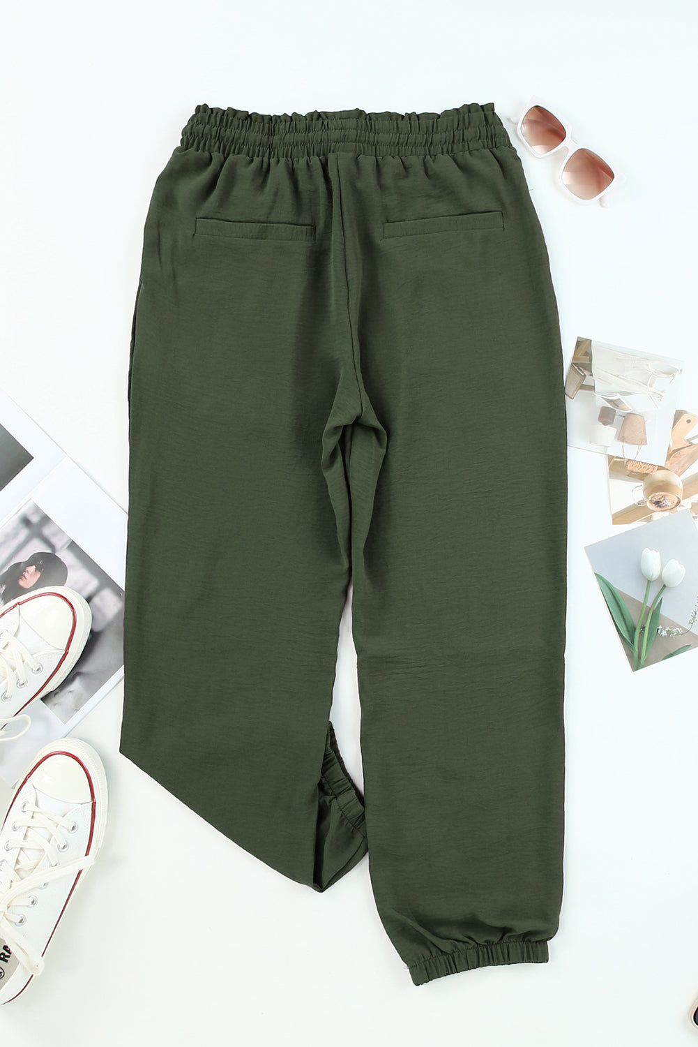 Threaded Pear Emory Drawstring Smocked Waist Joggers