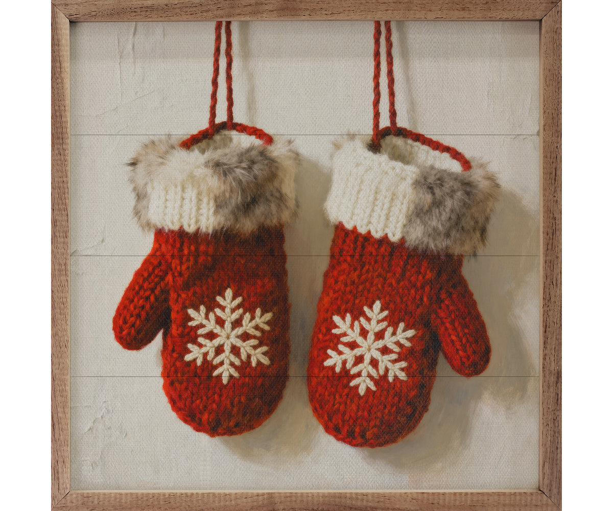 Kendrick Home Red Mittens With Snowflakes