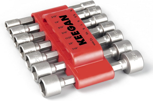Prime Goods 14 PCS Power Nut Driver Bit Set Quick Change MM & SAE Impact 1/4" Hex Shank - Silver