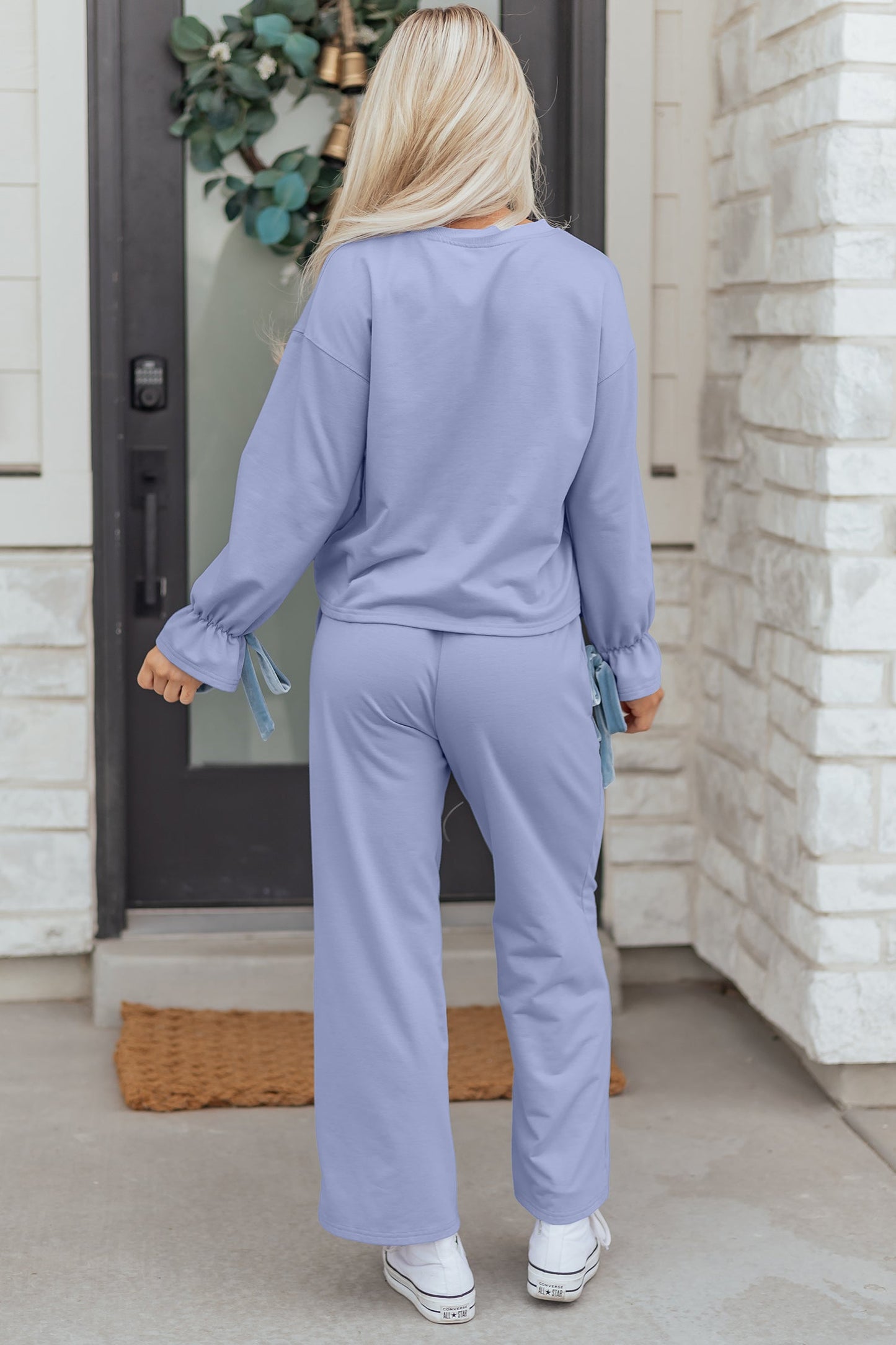 Threaded Pear Rory Beau Flounce Long Sleeve Lounge Set