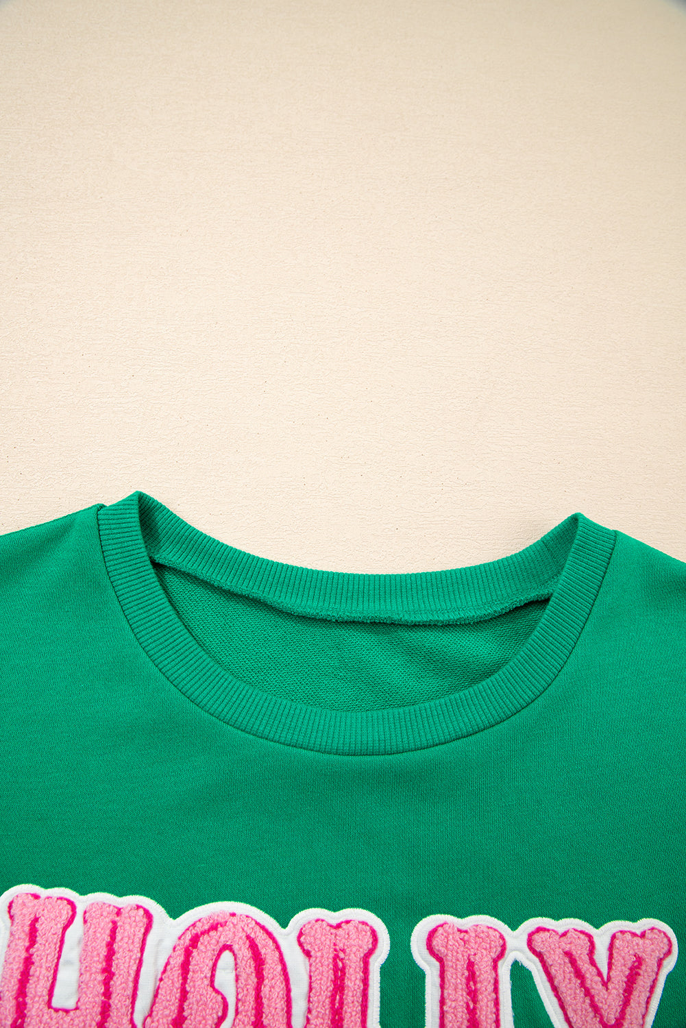 Threaded Pear Luz Embroidered Christmas Holiday Sweatshirt