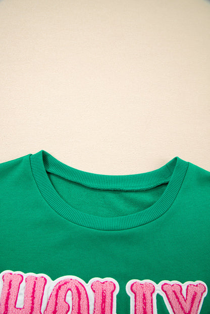 Threaded Pear Luz Embroidered Christmas Holiday Sweatshirt