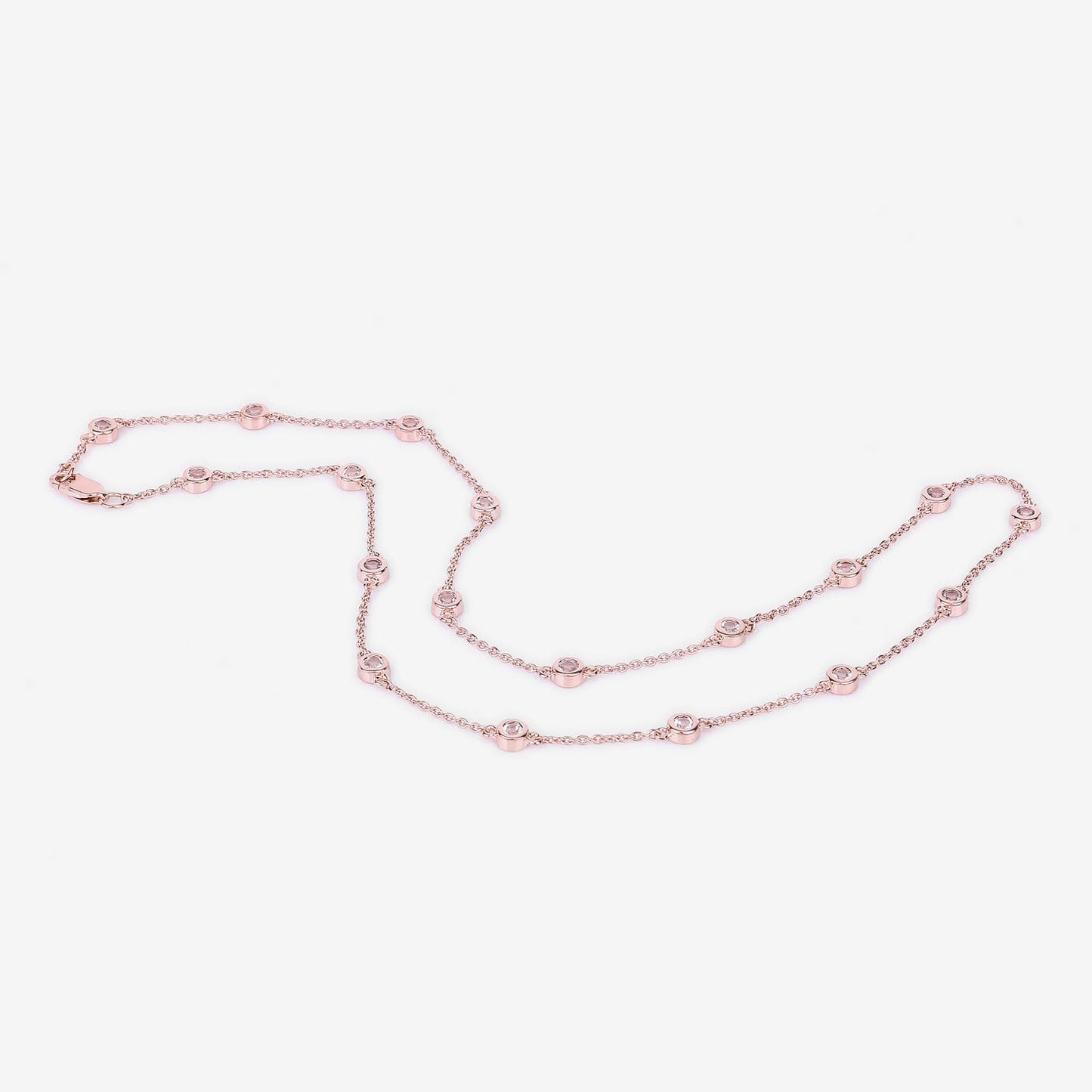 Round Peach Morganite 18K Rose Gold Plated Silver By The Yard Necklace