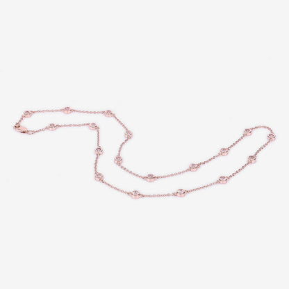 Round Peach Morganite 18K Rose Gold Plated Silver By The Yard Necklace