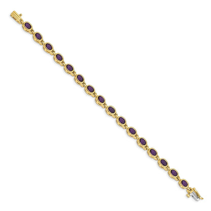 Genuine Amethyst 14K Yellow Gold Bracelet