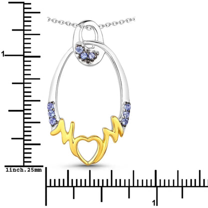 Round Violet Tanzanite Prong Silver Mom Pendant Necklace