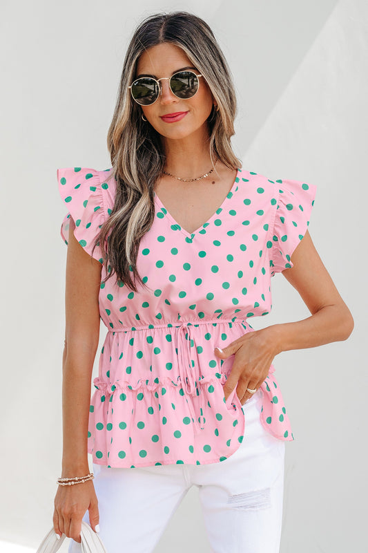 Threaded Pear Elowyn Drawstring Tiered Babydoll Blouse