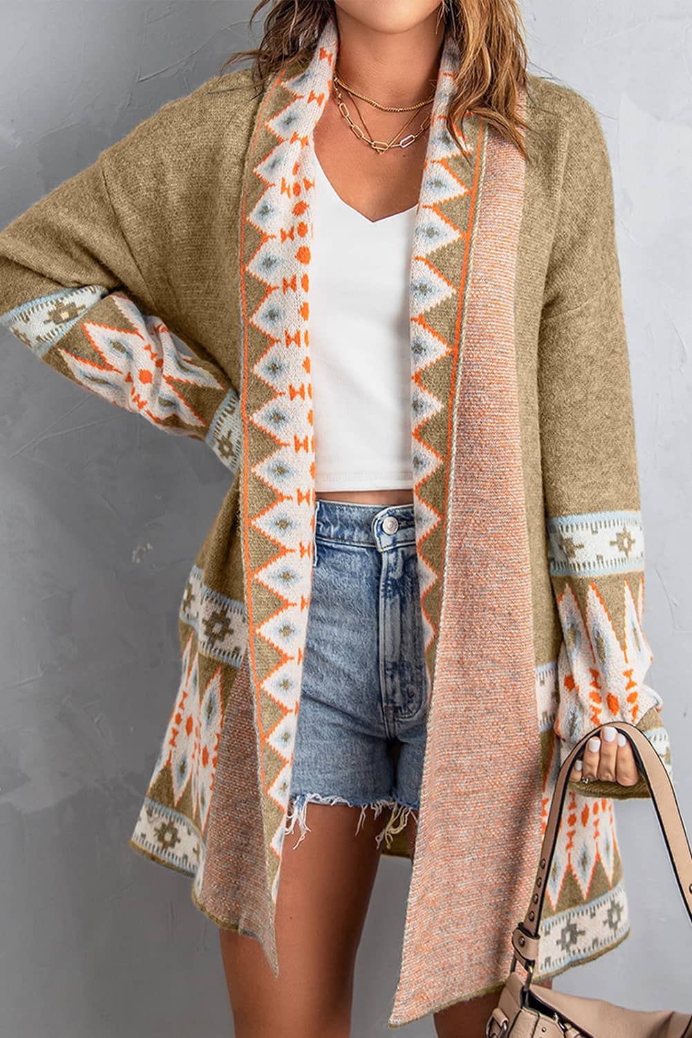 Threaded Pear Evelyn Open Front Knitted Cardigan