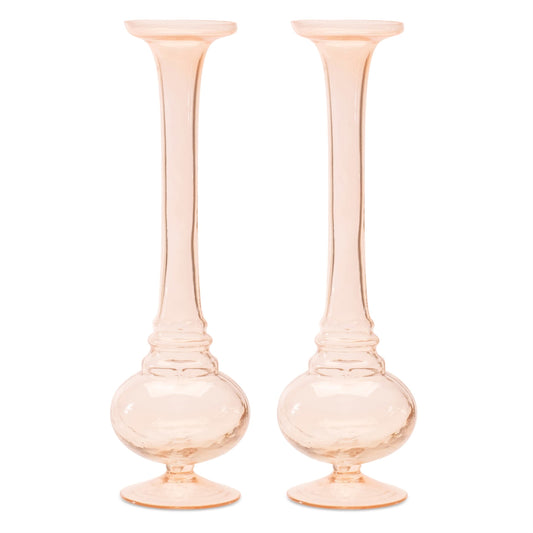 Melrose International Pink Glass Stem Vase (Set of 2)
