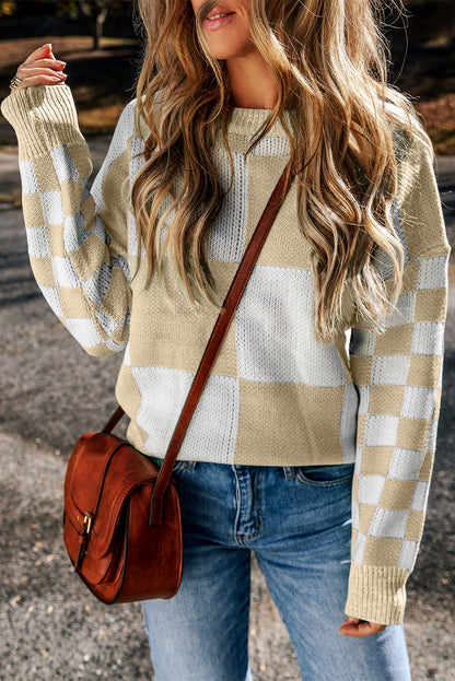 Threaded Pear Abigail Print Drop Shoulder Sweater