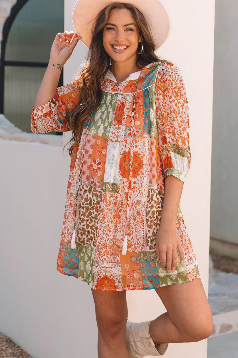 Threaded Pear Tallulah Sleeve Chiffon Loose Dress