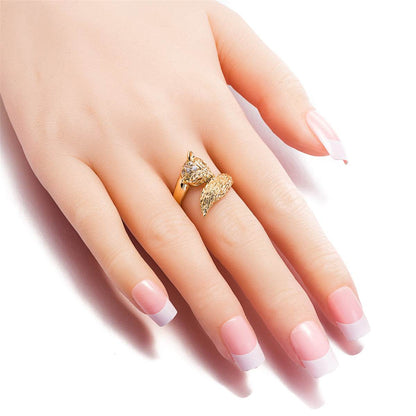Cubic Zirconia & Goldtone Modern Fox Ring-1