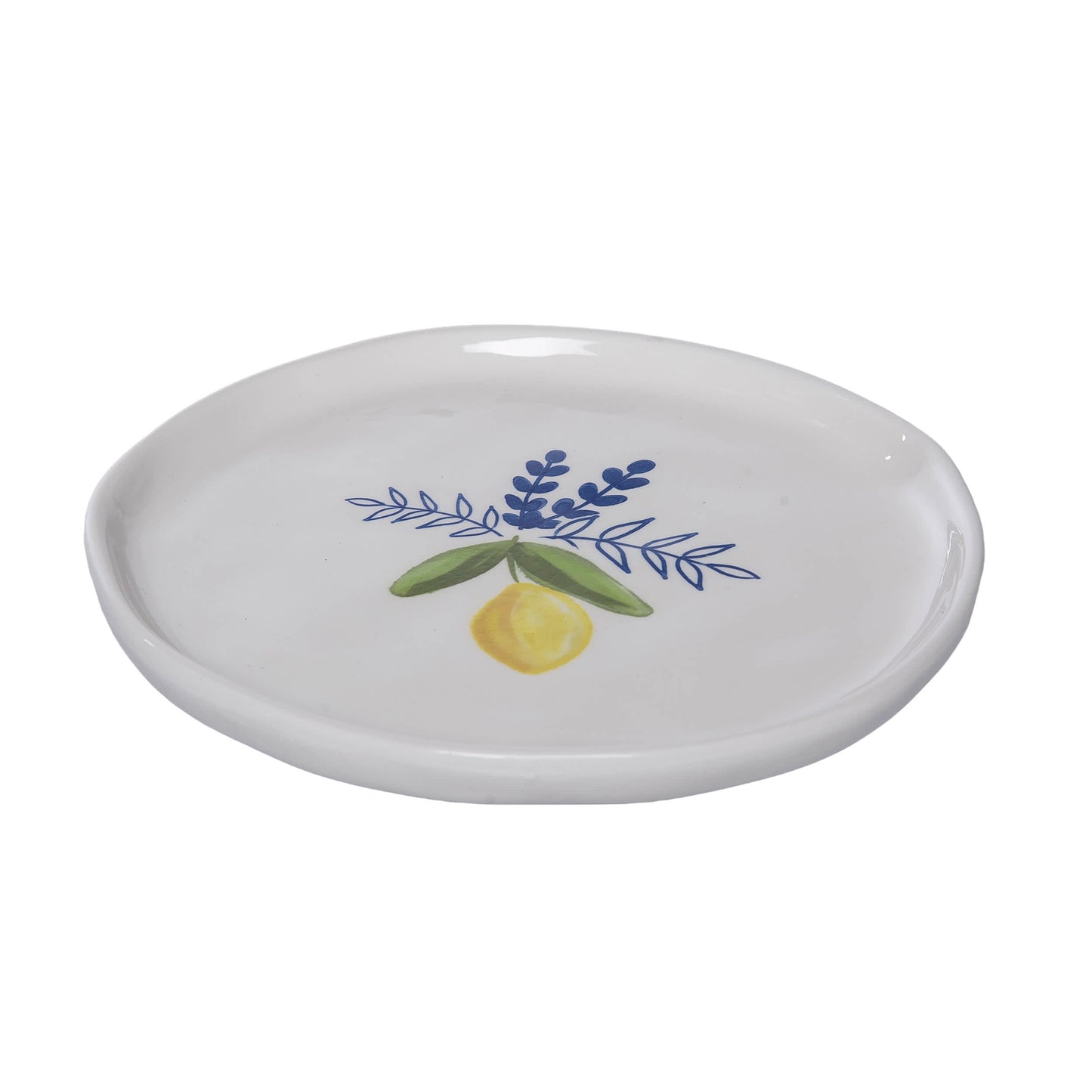 Ceramic Appetizer Plate Set of 4 Citrus Multicolored for Spring Serving and Entertaining