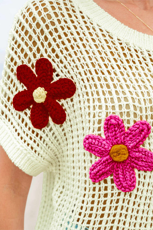 Threaded Pear Malaysia Crochet Flower Hollow-out Sweater
