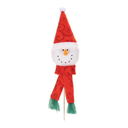 Melrose International Plush Snowman Head Pick (Set of 6)