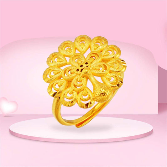 Goldtone Open Peacock Ring