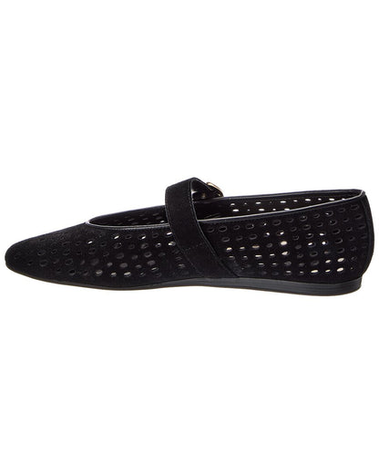onyx perforated suede-