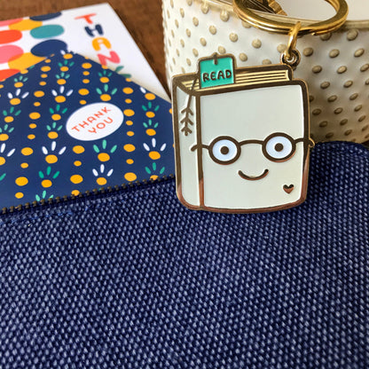 Book Lover Enamel Keychain