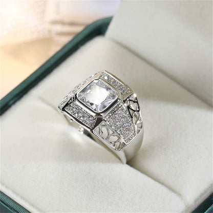 Crystal & Cubic Zirconia Openwork Bezel Cushion-Cut Ring-1