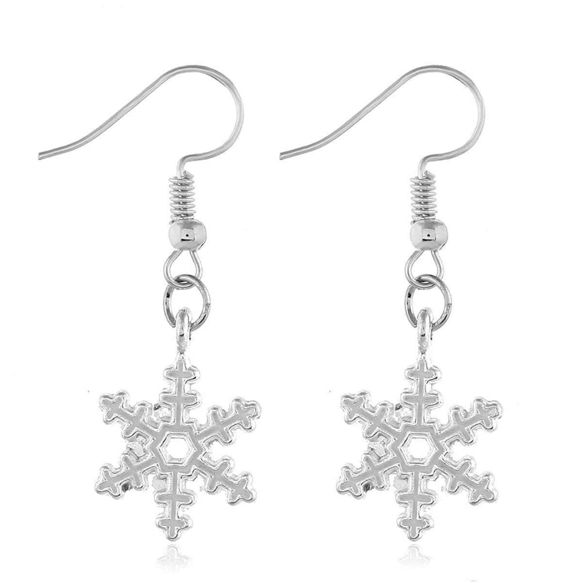 Silvertone Snowflake Drop Earrings