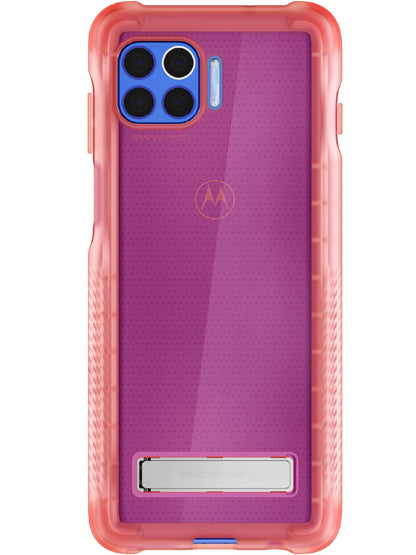 Ghostek Covert Clear Moto One 5g Case with Built-In Kickstand and Slim Grip Bumper Premium Durable Shockproof Phone Cover Wireless Charging Compatible for 2020 Motorola Moto One 5g (6.7 Inch) (Pink)