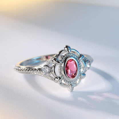 Rose Crystal & Cubic Zirconia Oval Ring-2